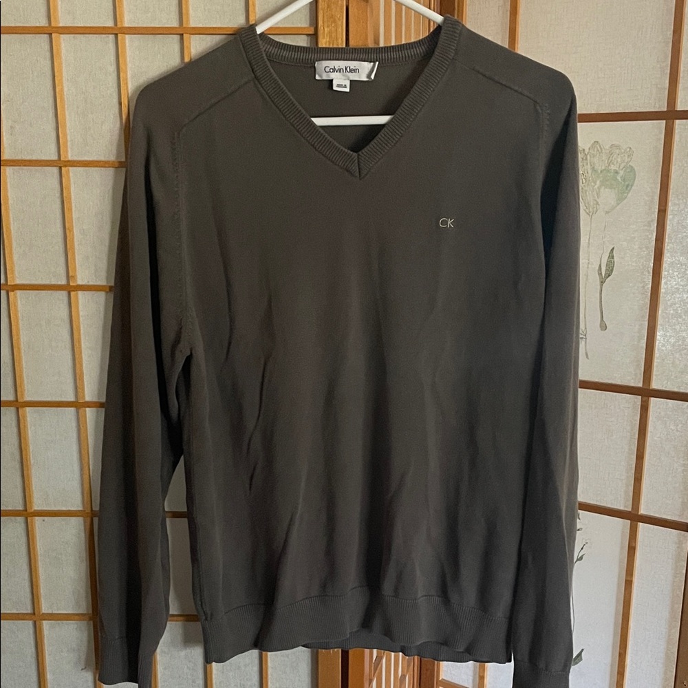 Calvin Klein Men's Grey V-Neck Sweater